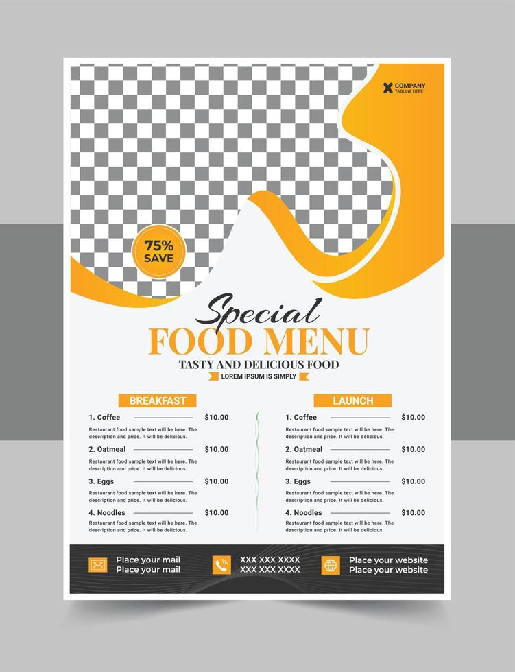 Restaurant Food Flyer Bundle Templates or Organic healthy food flyer template or Delicious food menu flyer vector