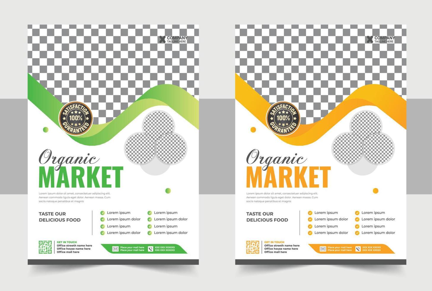 Restaurant Food Flyer Bundle Templates or Organic healthy food flyer template or Delicious food menu flyer vector