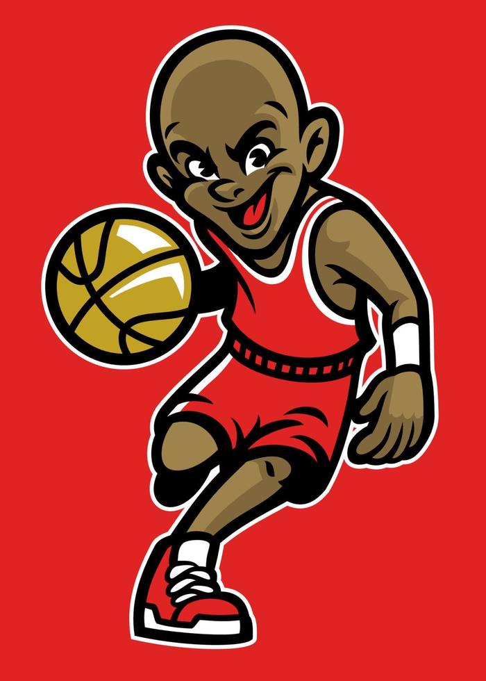 niño jugando baloncesto vector