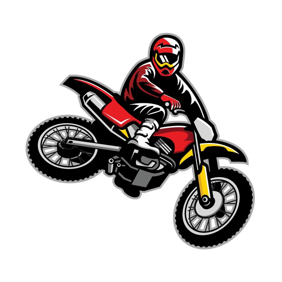 motocross saltando truco estilo vector