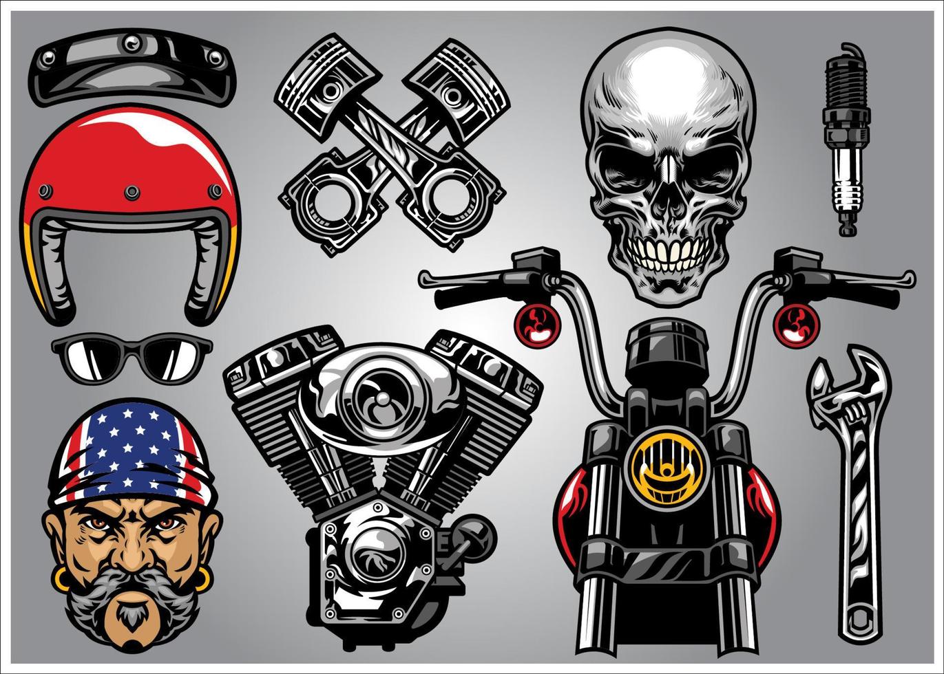 set of high detailed Motorcycle element vector