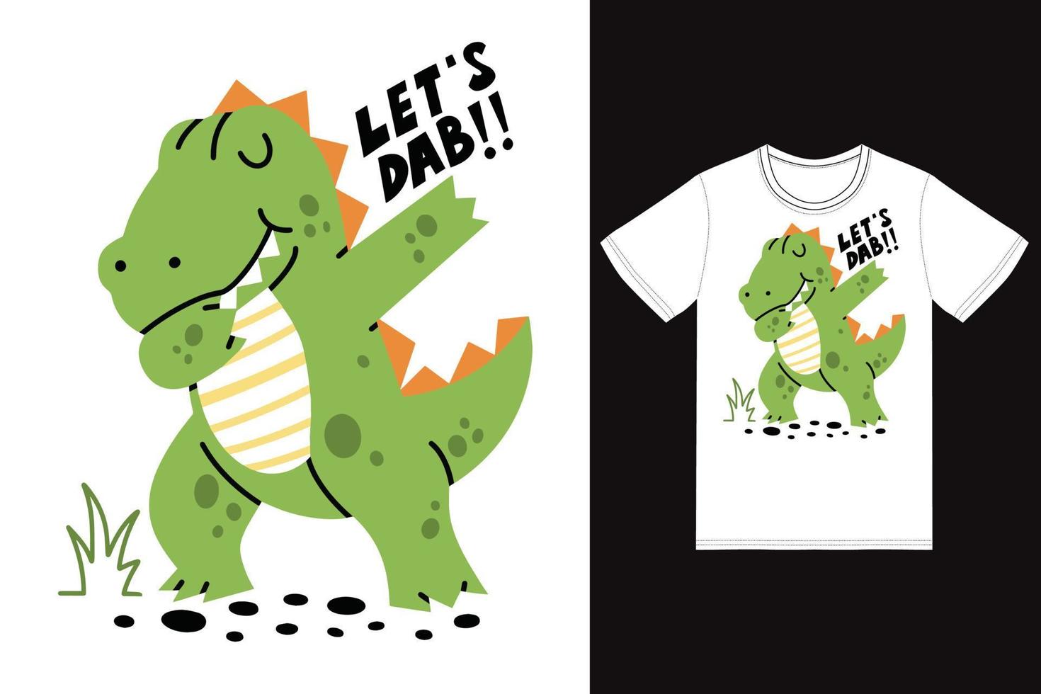 cute dinosaur dabbing illustration with tshirt design premium vector