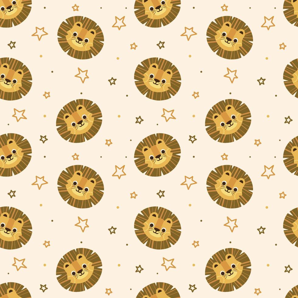 Cute lion seamless pattern premium vector