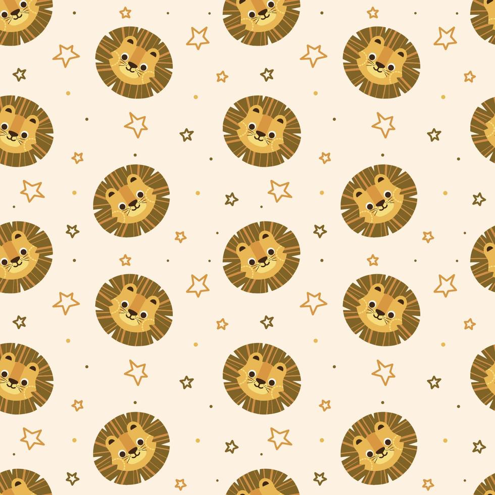 Cute lion seamless pattern premium vector