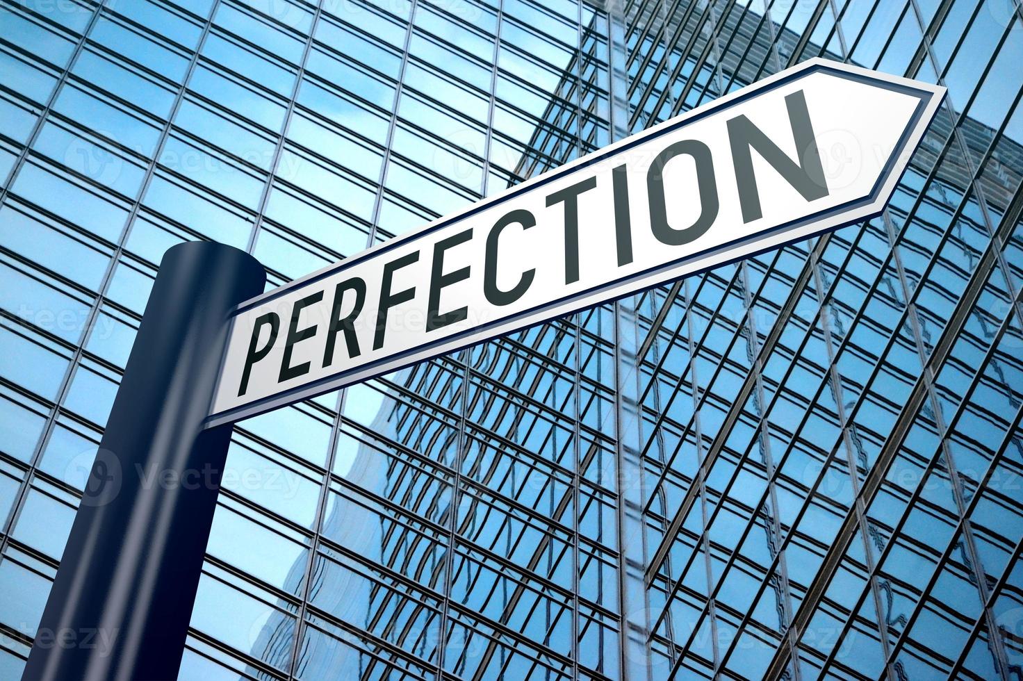 Perfection - Signpost With One Arrow, Modern Office Building in Background photo