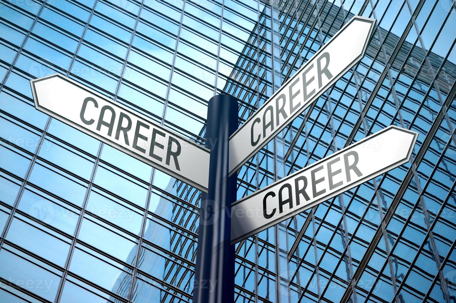 Career - Signpost With Three Arrows, Office Building in Background photo