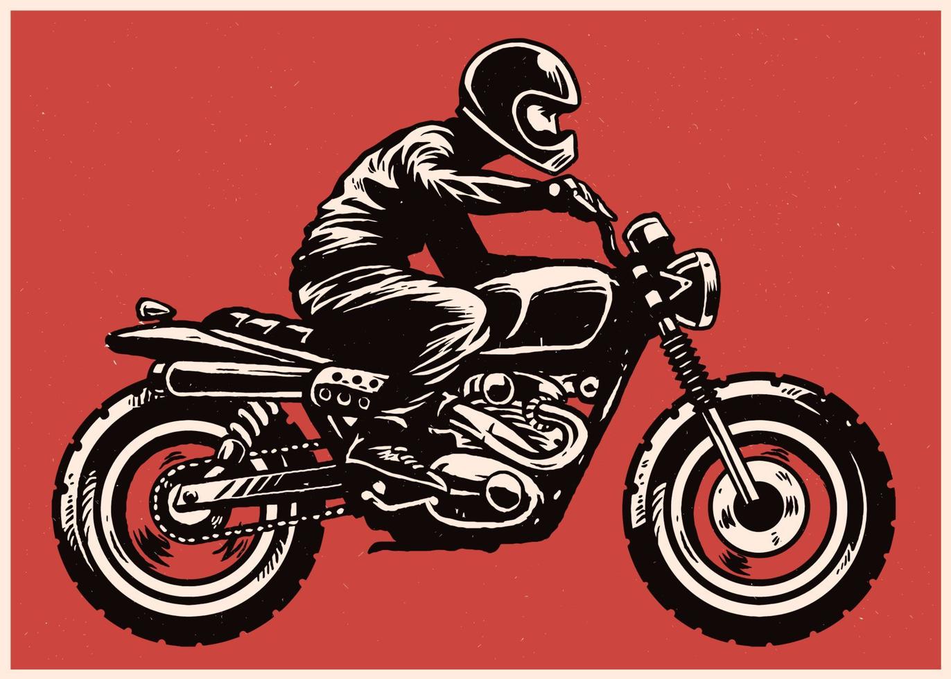 mano dibujo estilo hombre montando codificador estilo motocicleta vector