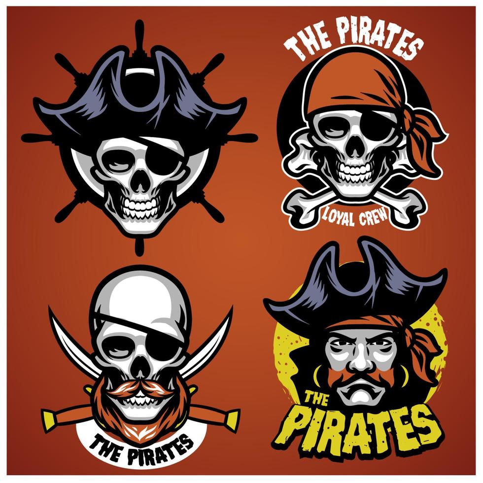 set of pirate badge vector