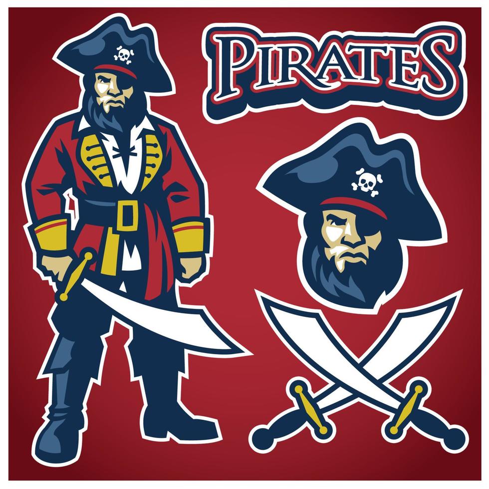 pirata mascota logo conjunto vector