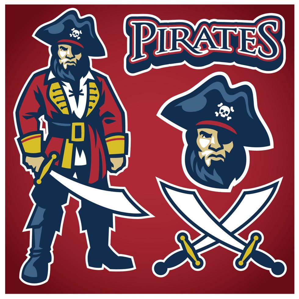 pirate mascot logo set vector