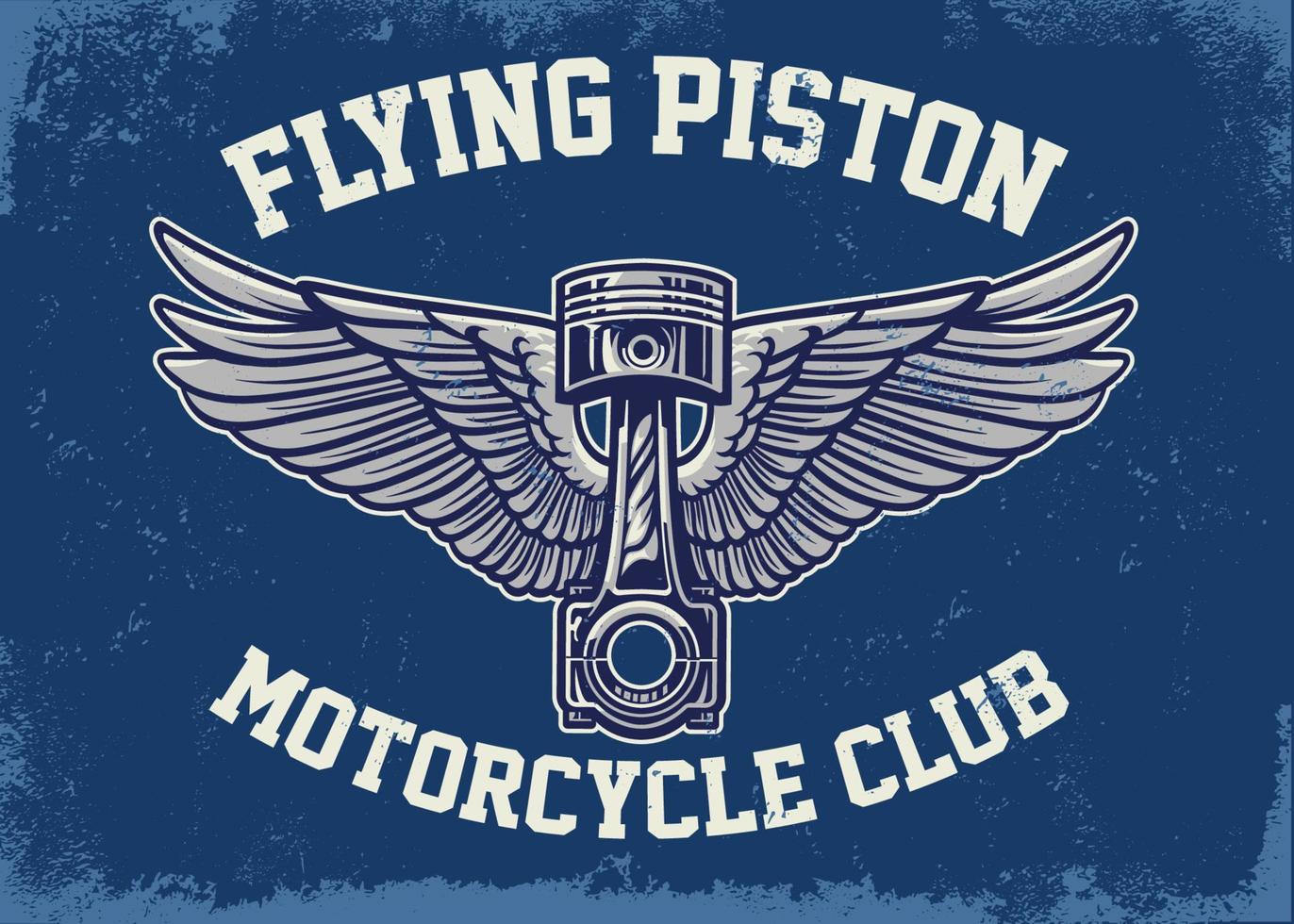 Piston with wing in grunge textured vector