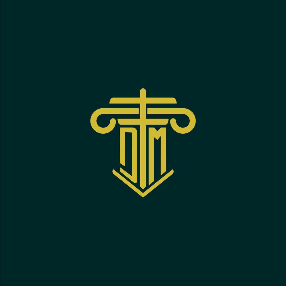 DM initial monogram logo design for law firm with pillar vector image
