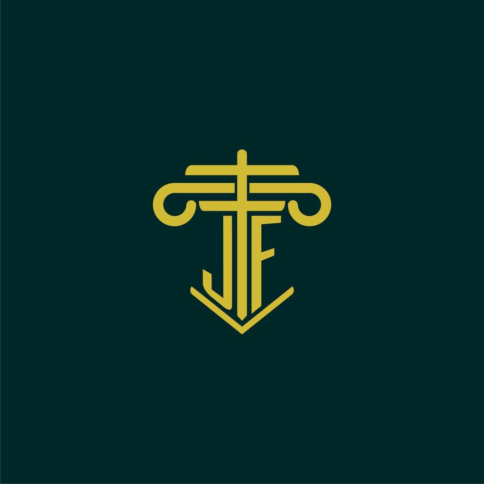 JF initial monogram logo design for law firm with pillar vector image