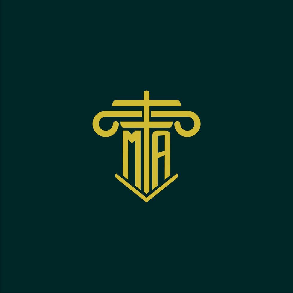 MA initial monogram logo design for law firm with pillar vector image