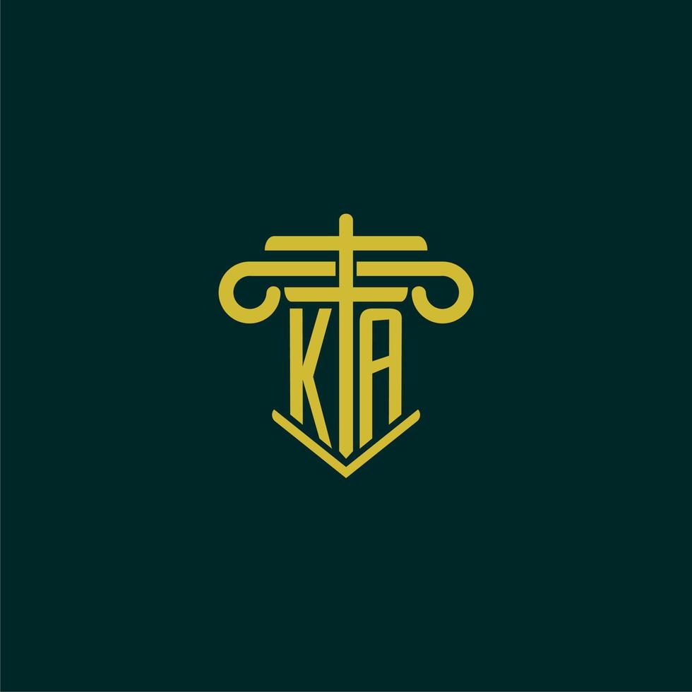 KA initial monogram logo design for law firm with pillar vector image