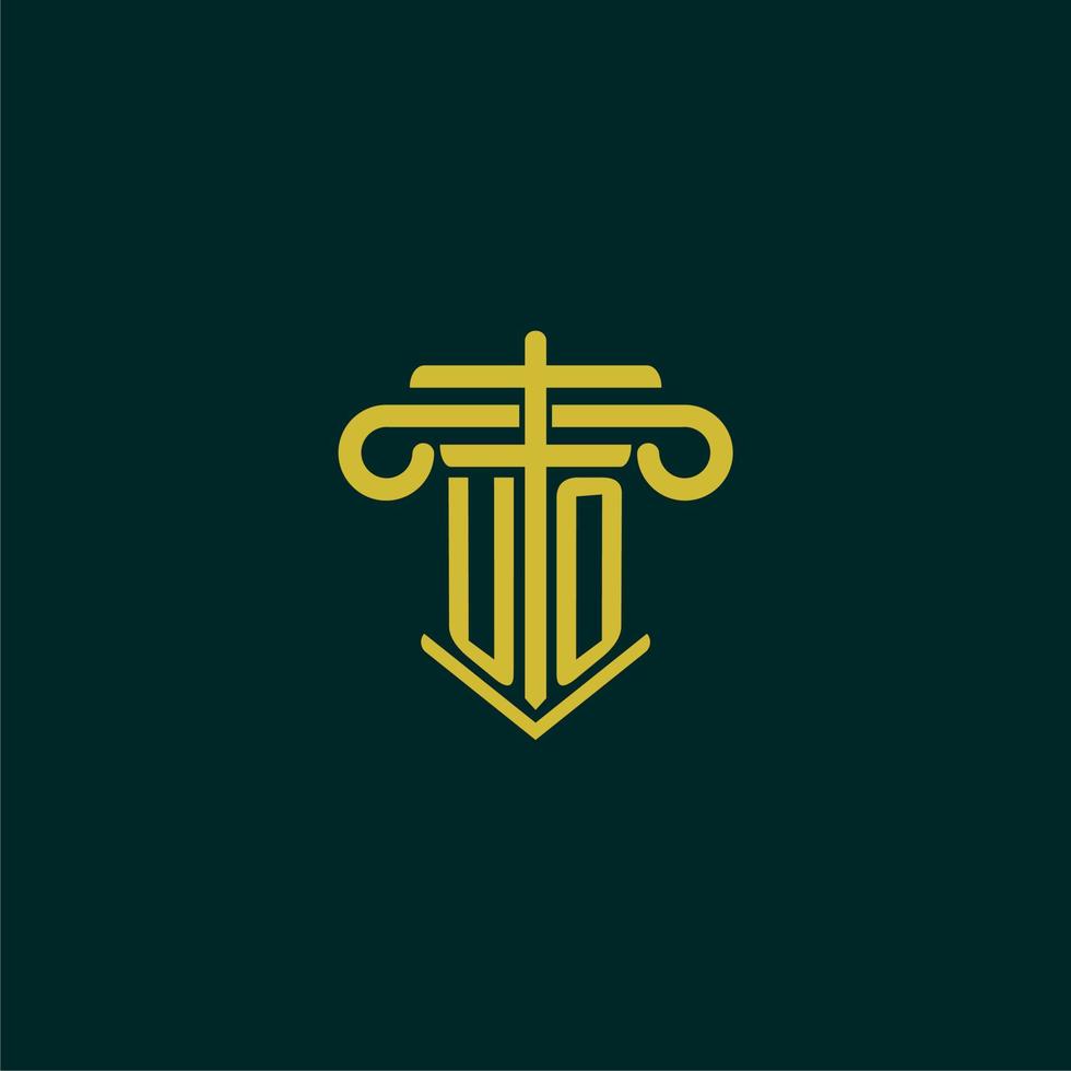 UO initial monogram logo design for law firm with pillar vector image
