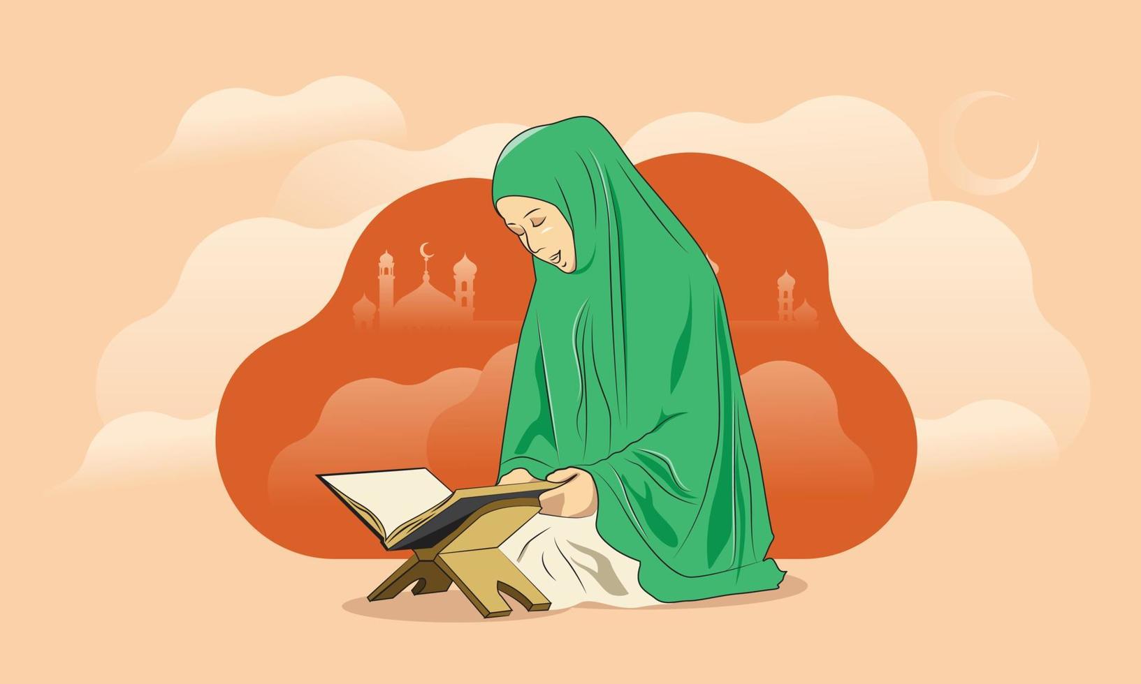 Muslim Women With Quran Vector