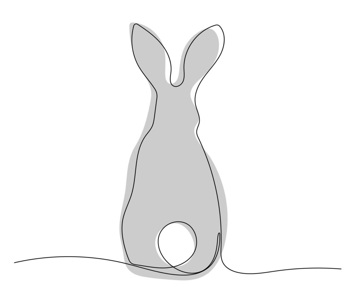 Continuous one line drawing of Bunny or Rabbit vector