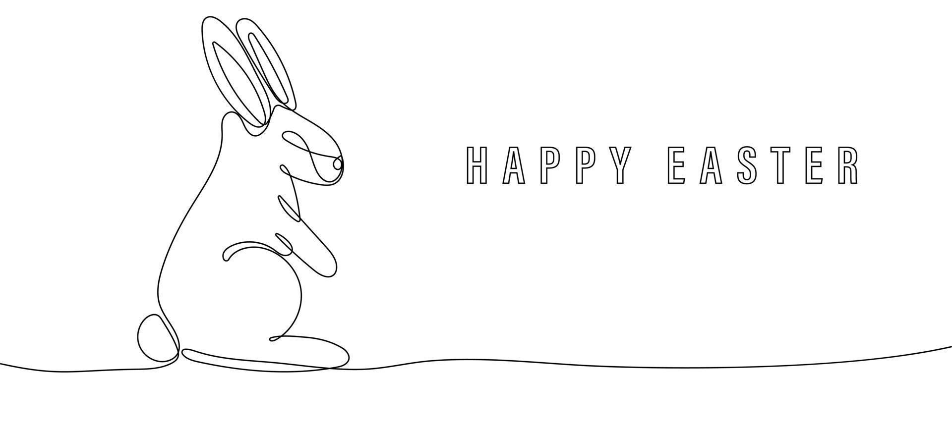 Continuous line drawing of easter rabbit vector