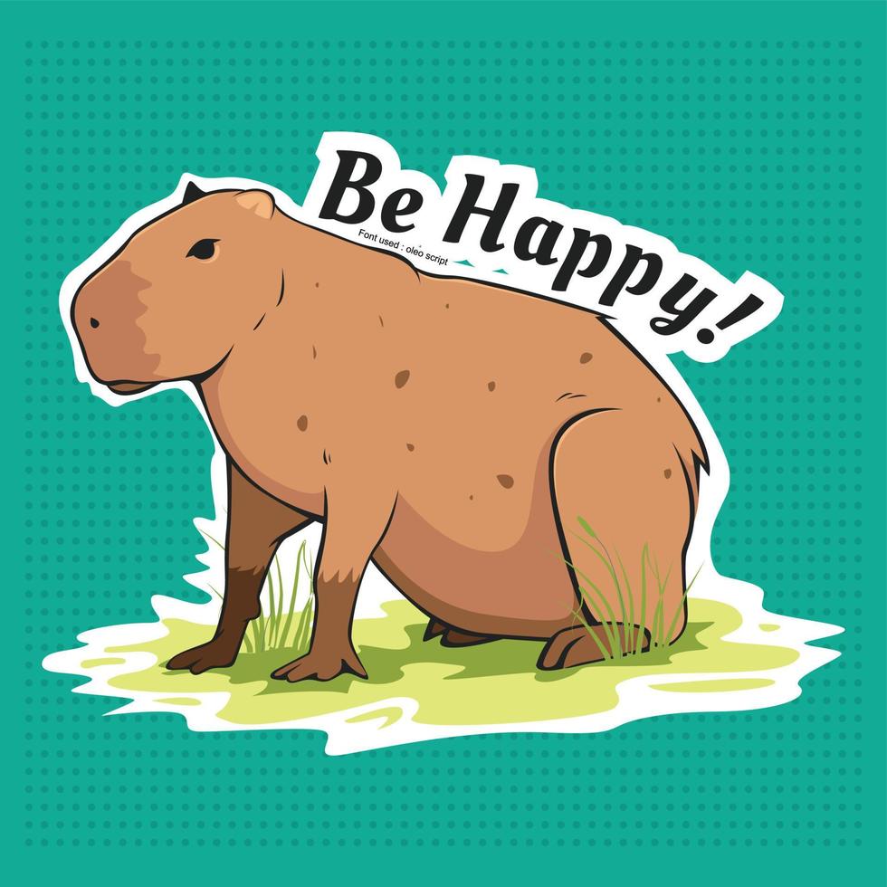 Cute Capybara Masbro Enjoy Summer Good Vibes vector