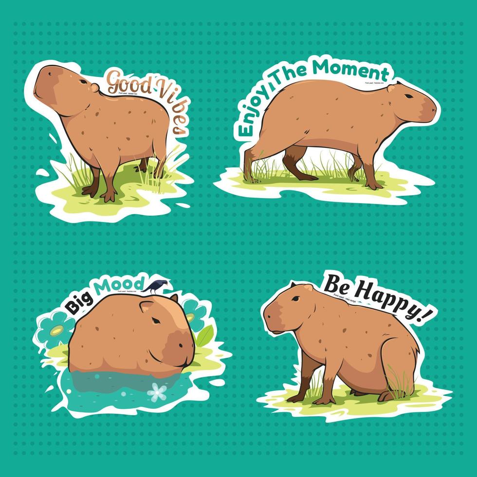 Cute Capybara Masbro Enjoy Summer Good Vibes vector