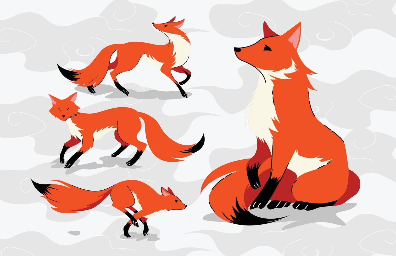 Fox cute animal illustration vector flat design