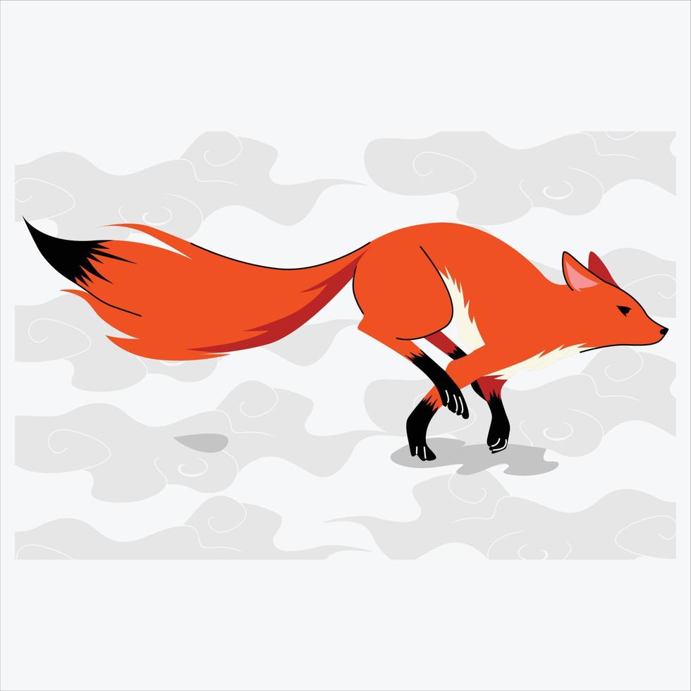 zorro linda animal ilustración vector plano diseño
