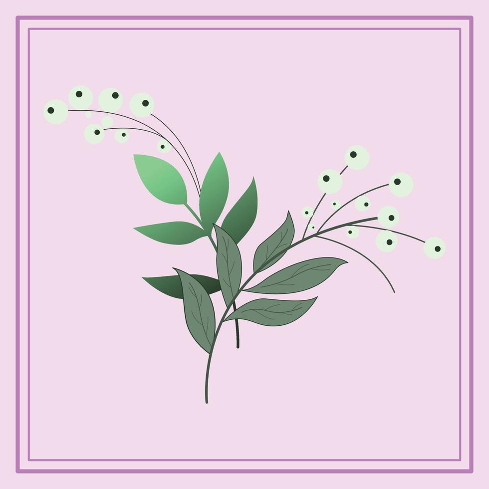 Leaves and flower set illustration handrawing vector