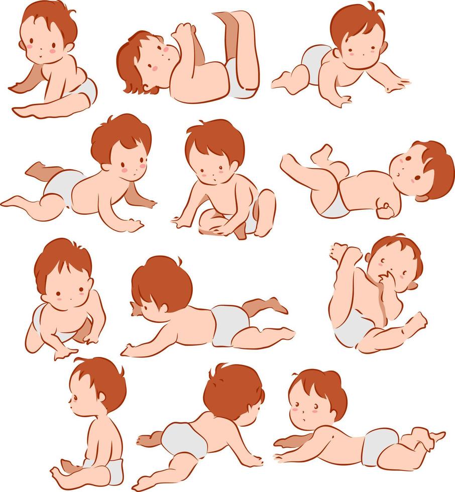 Cute Baby Vector Flat Illustration Design