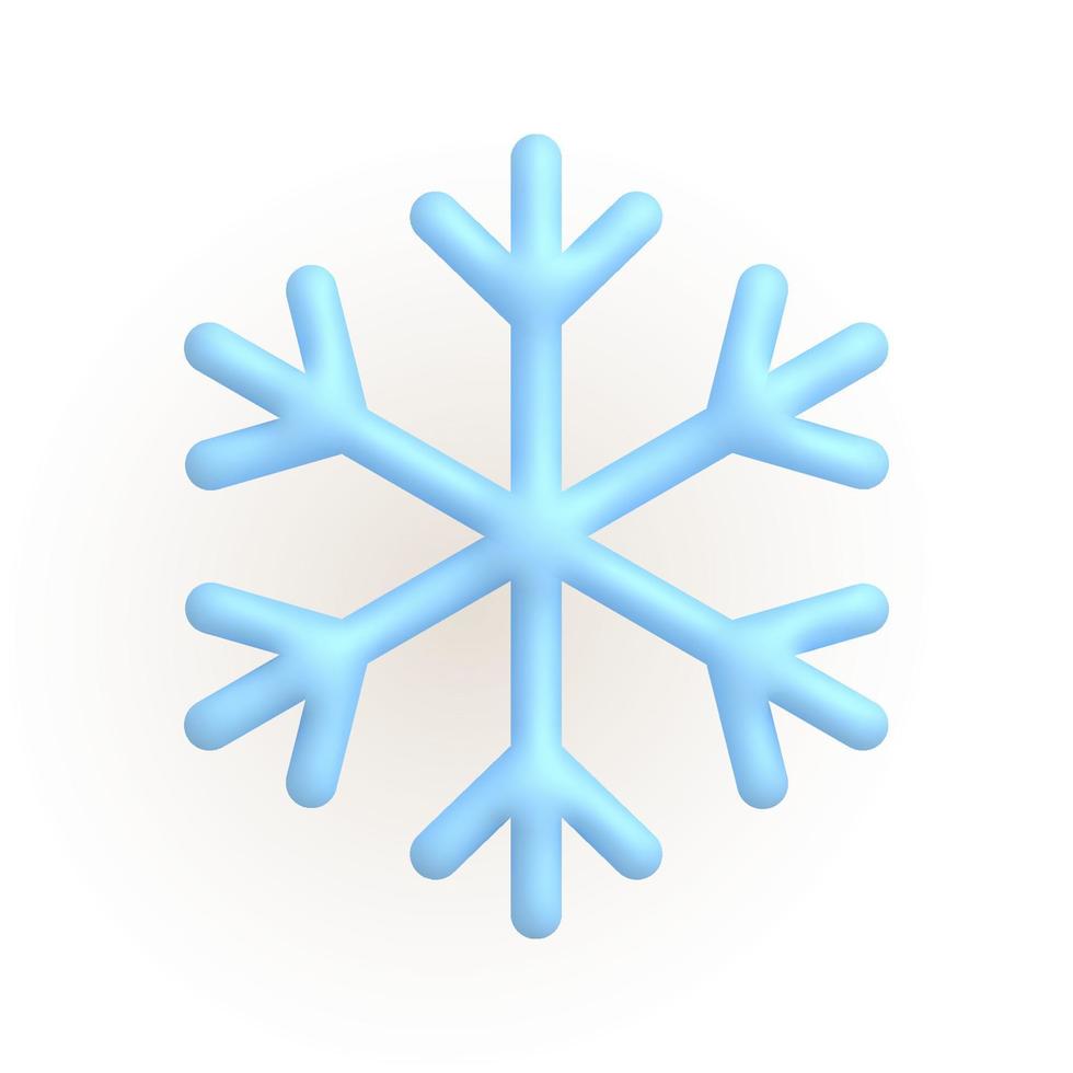 Snowflake, snow. Cute weather realistic icon. 3d cartoon. vector