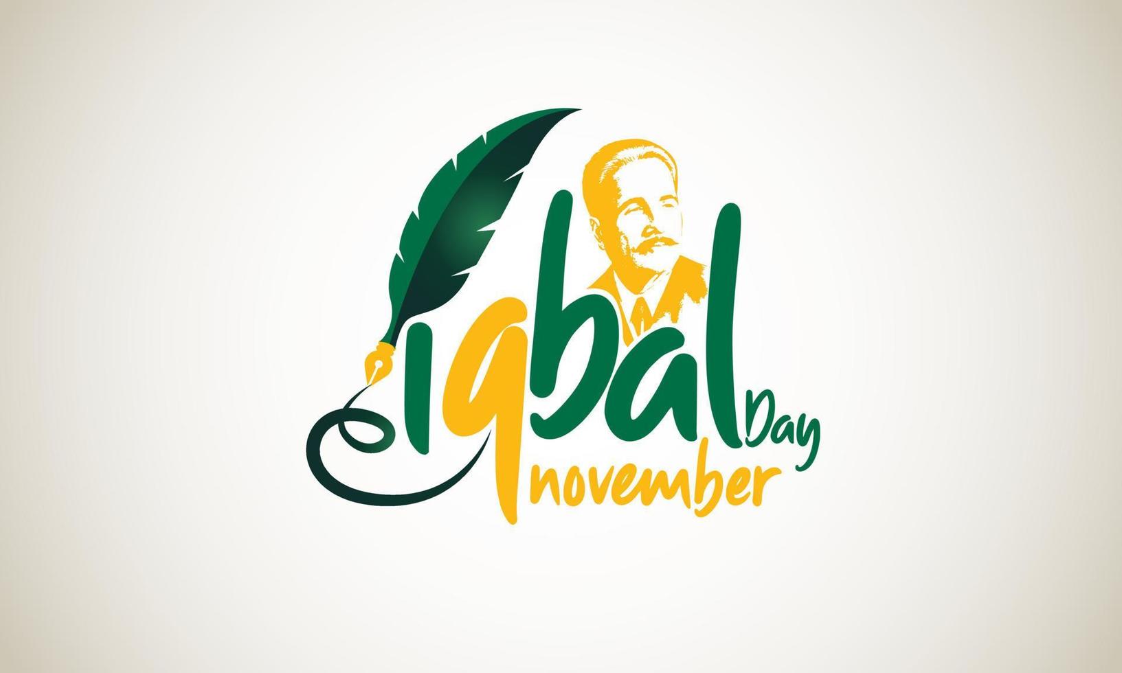 Iqbal Day Logo with 9 Typography and Sketch vector