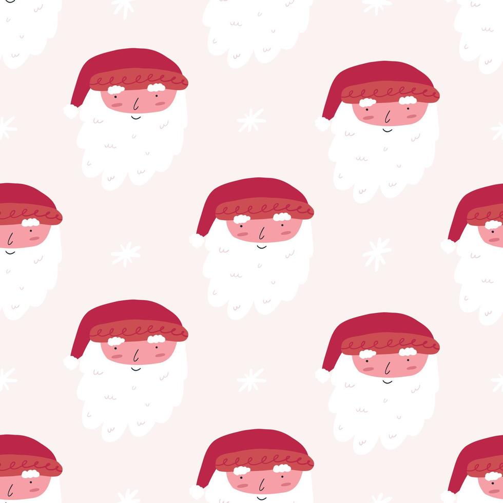Cute cheerful Santa Claus seamless pattern, cartoon flat vector illustration. Christmas holiday background. Great for wrapping paper design.