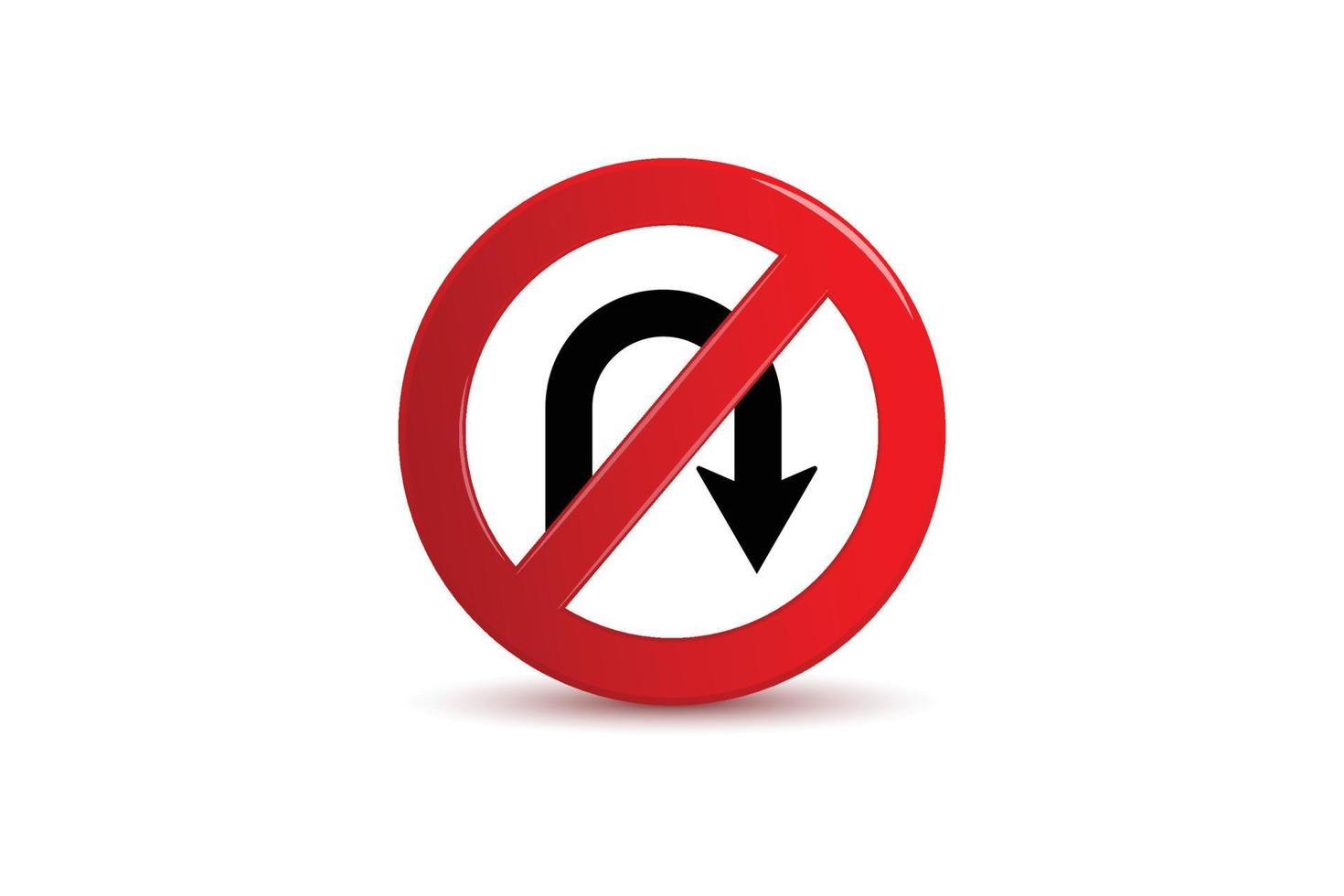 No U turn sign isolated on a white background vector