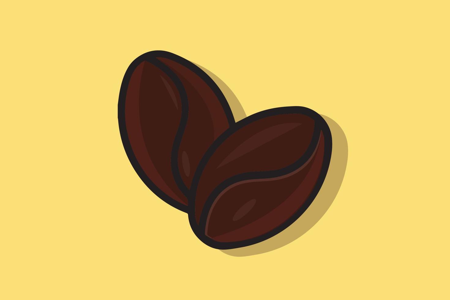 Vector coffee beans icon flat vector illustration. coffee yellow background