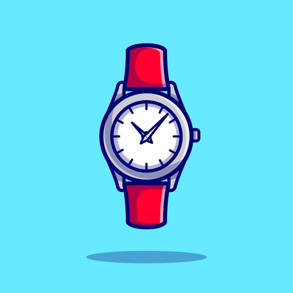 Wristwatch Cartoon Vector Icon Illustration. Clock Object Icon Concept Isolated Premium Vector. Flat Cartoon Style