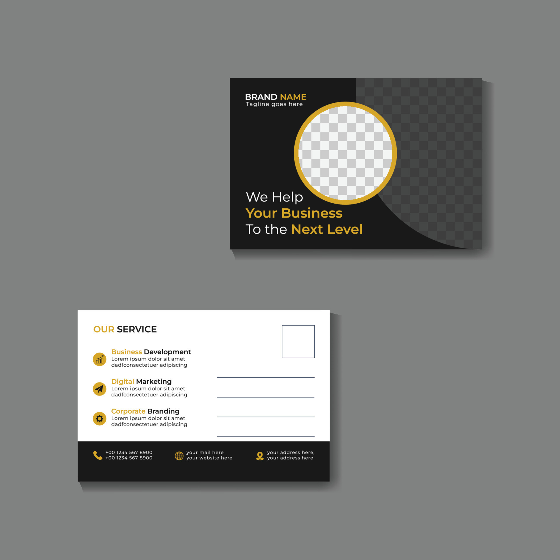 Corporate postcard design template. Corporate Business Postcard