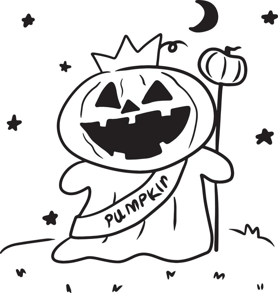 Ghost halloween fun cartoon doodle kawaii anime coloring page cute illustration drawing character comic vector
