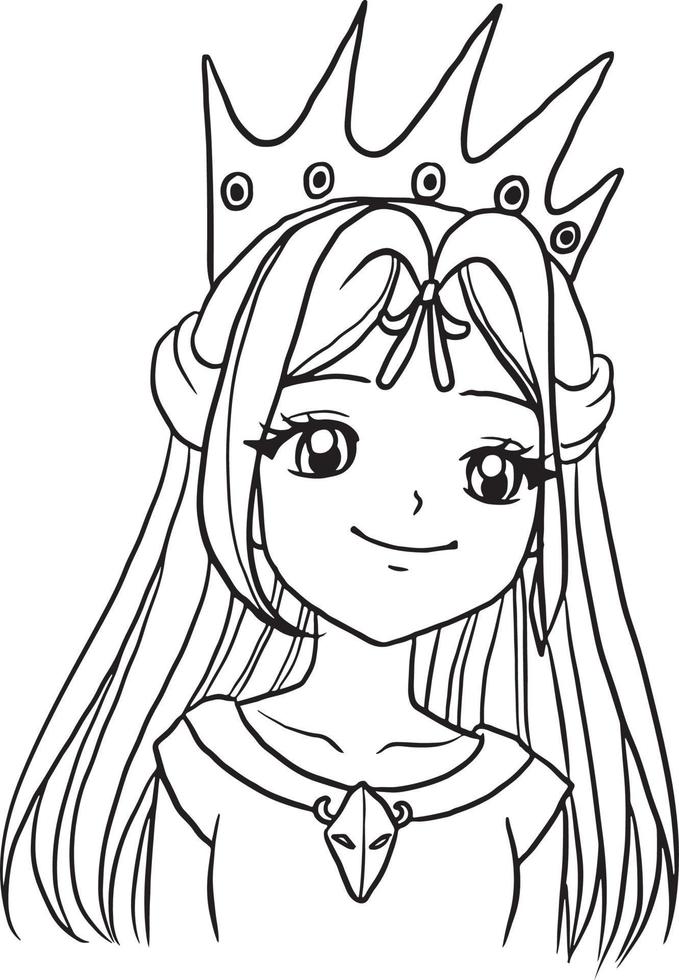 Princess cartoon doodle kawaii anime coloring page cute illustration drawing clip art character chibi manga comic vector