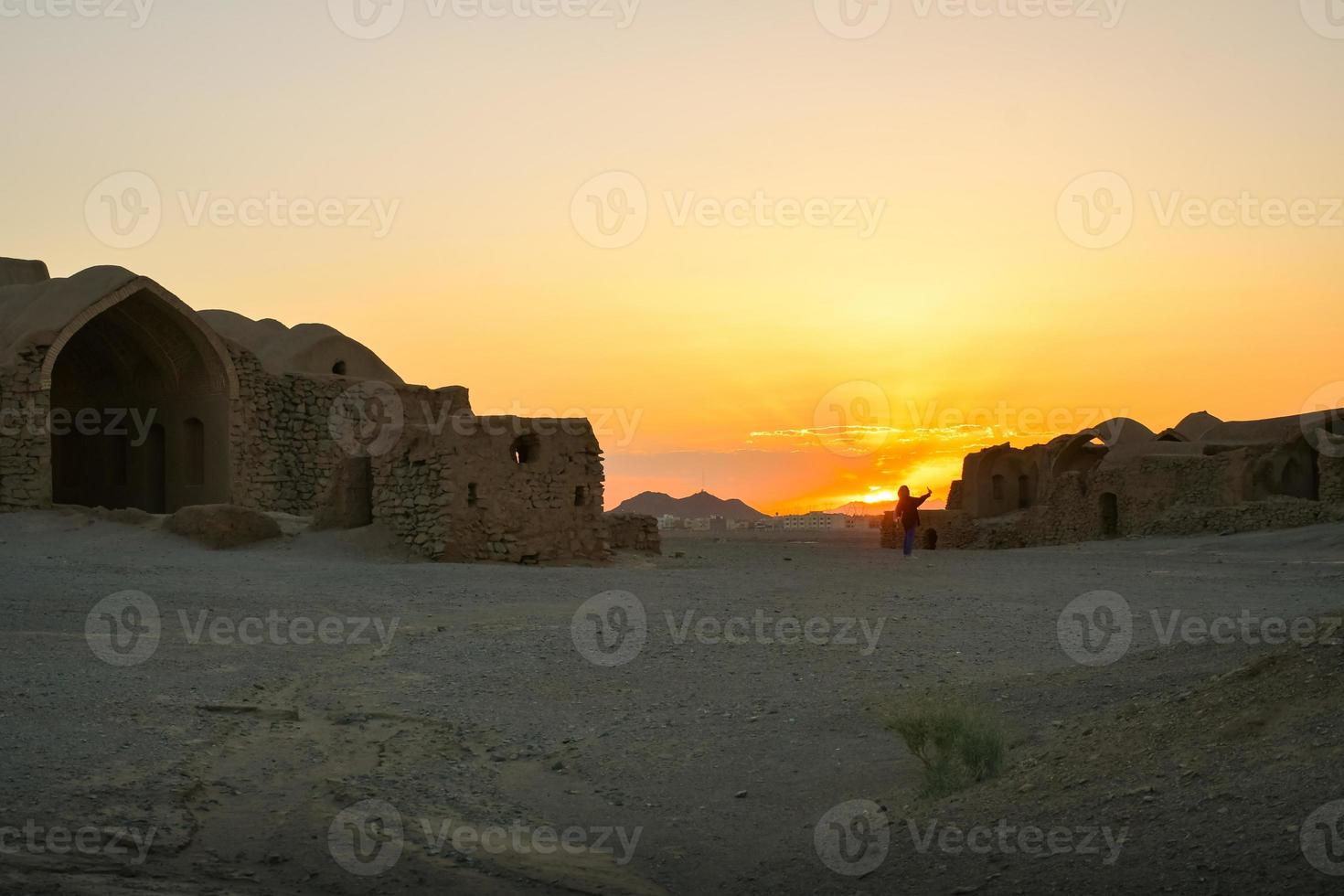 Yazd, Iran, 2022 - Ruins of Zoroastrians Dakhmeh Towers of Silence in Yazd city photo