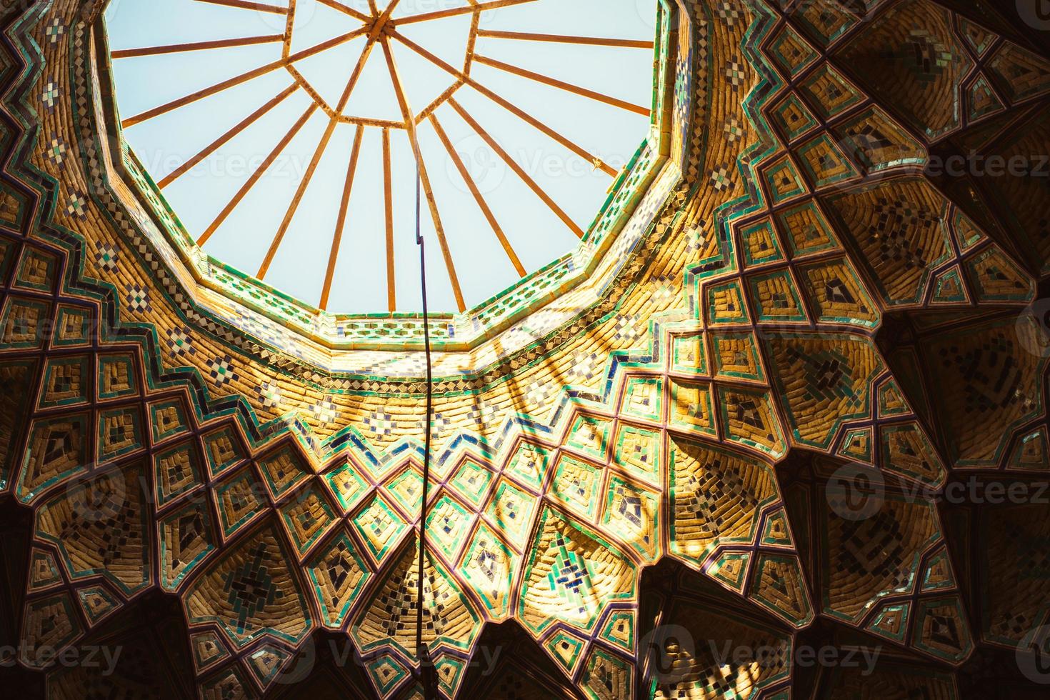 Kashan, Iran, 2022- Beautiful dome interior in iranian islamic building photo