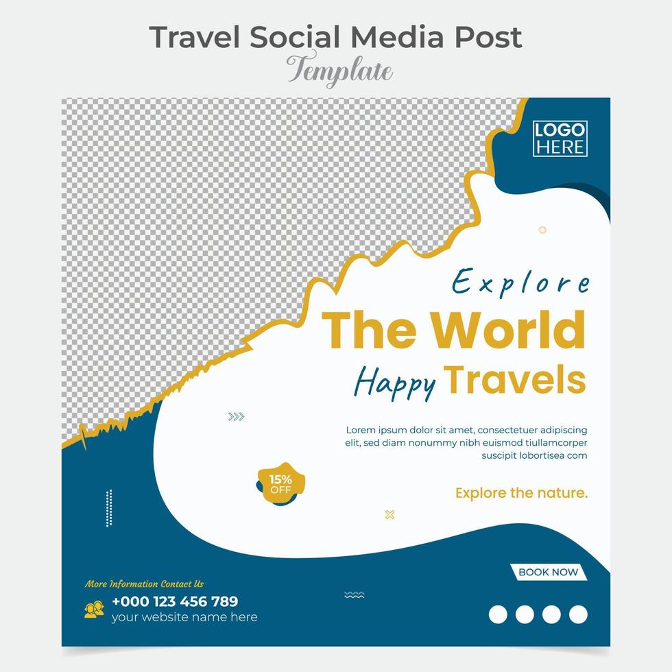 Travel and tourism social media post and square flyer post banner template design vector