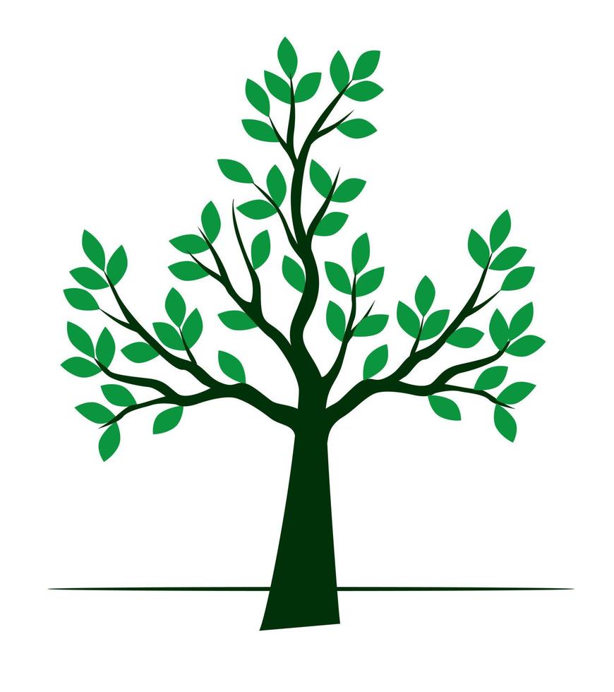 forma de verde árbol con hojas. vector contorno ilustración.