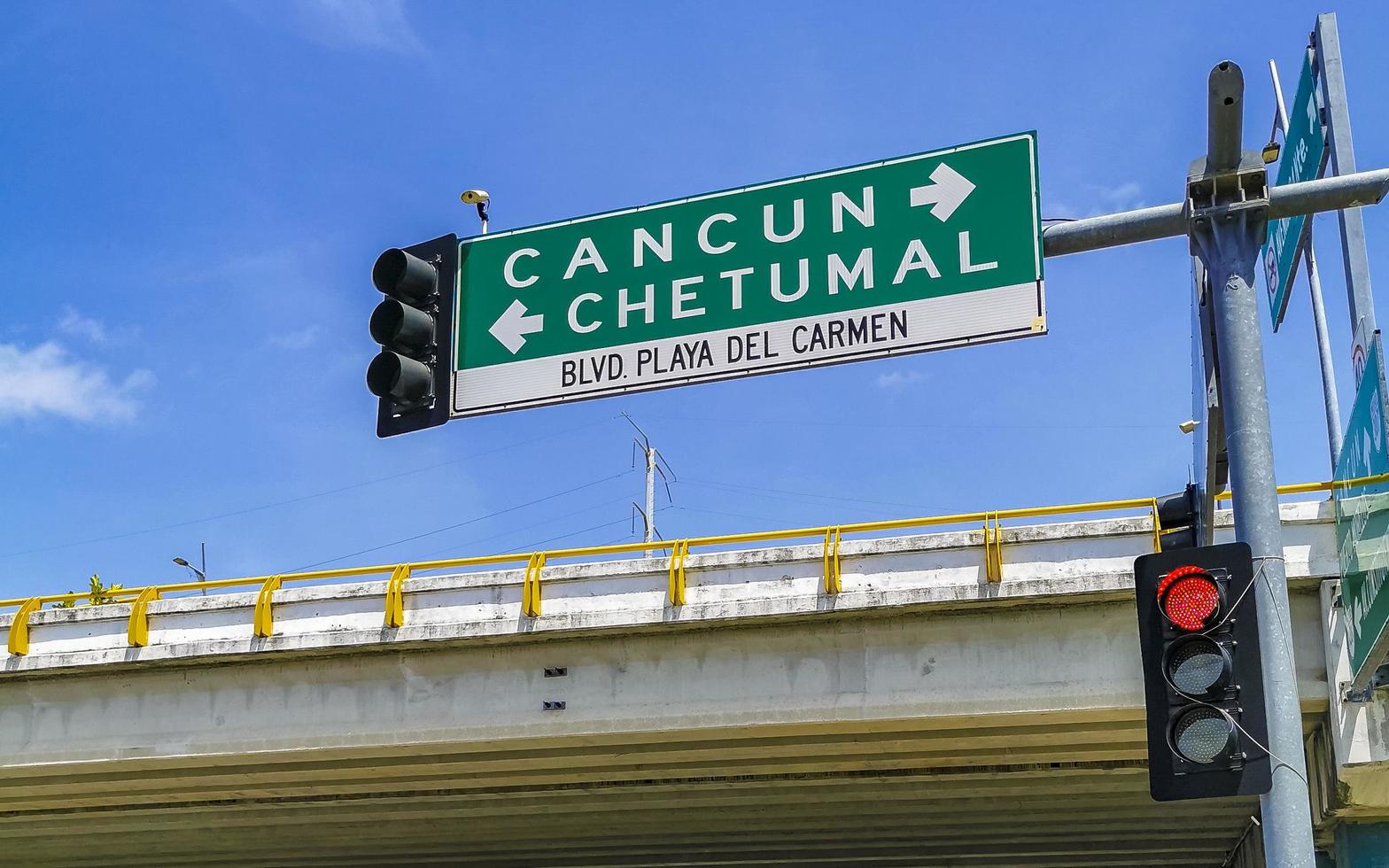 Playa del Carmen Quintana Roo Mexico 2021 Turquoise green road and traffic signs Playa del Carmen Mexico. photo