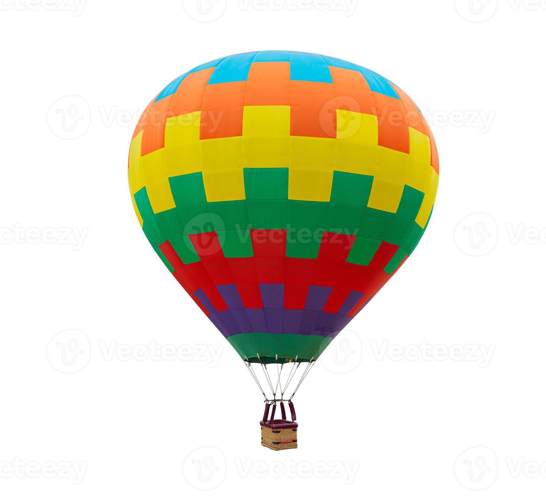 Colorful Hot Air Balloon Floating Isolated On White Background Included Clipping Path photo