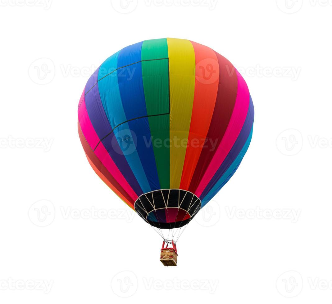 Colorful Hot Air Balloon Floating Isolated On White Background Included Clipping Path photo