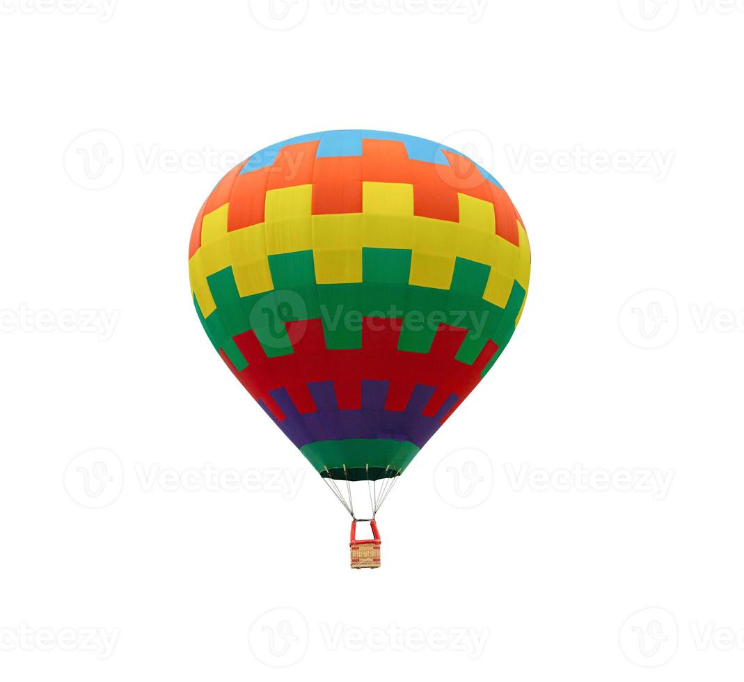 Colorful Hot Air Balloon Floating Isolated On White Background Included Clipping Path photo