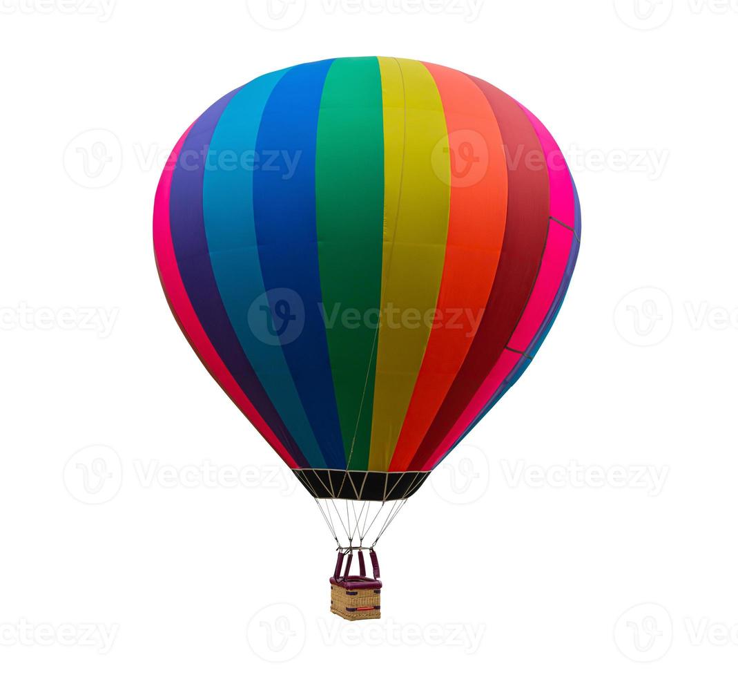 Colorful Hot Air Balloon Floating Isolated On White Background Included Clipping Path photo