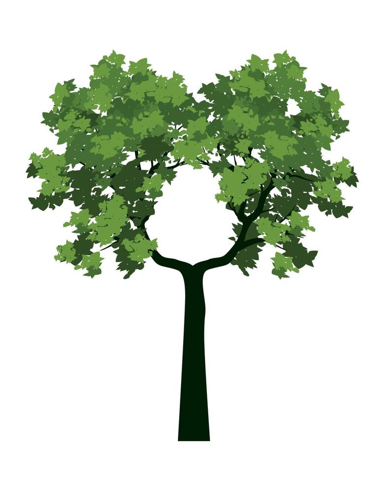 verde árbol con hojas. vector contorno ilustración. planta en jardín.