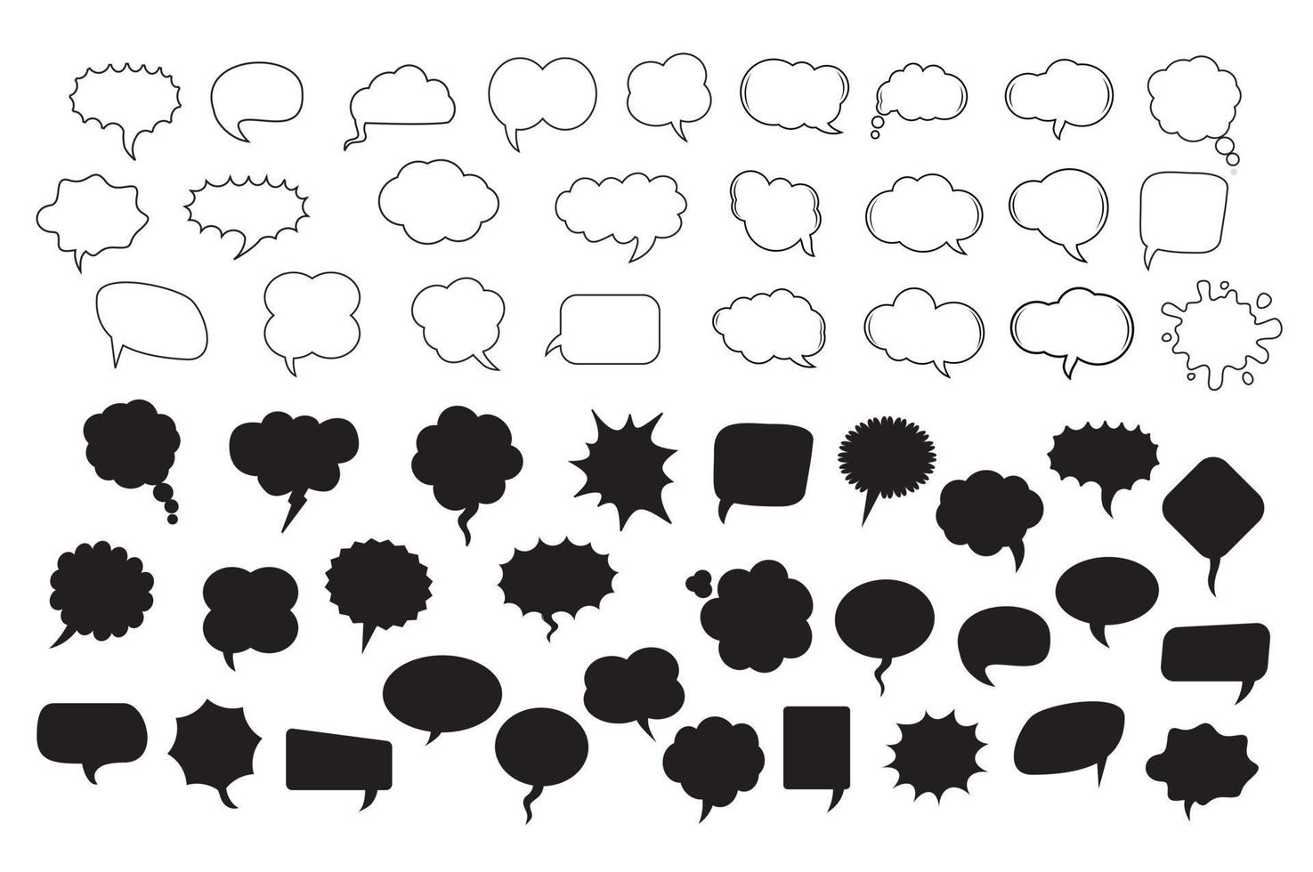 A set of comic speech balloons on transparent background. Vector Illustration.