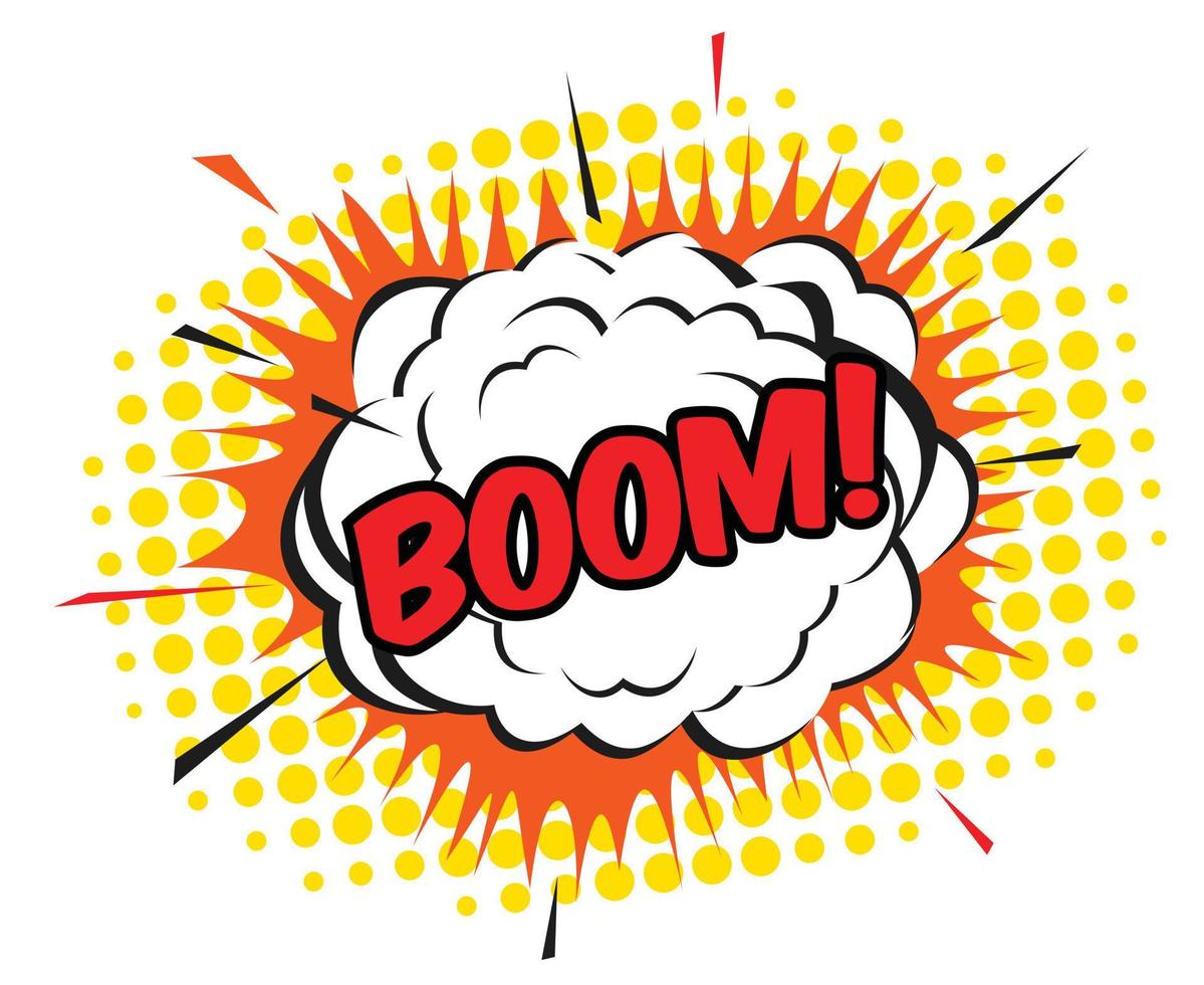 Comic balloon on white background and Boom. Vector Illustration.